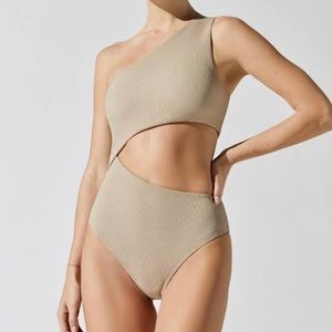 Beach Riot Tan One Shoulder Swimsuit